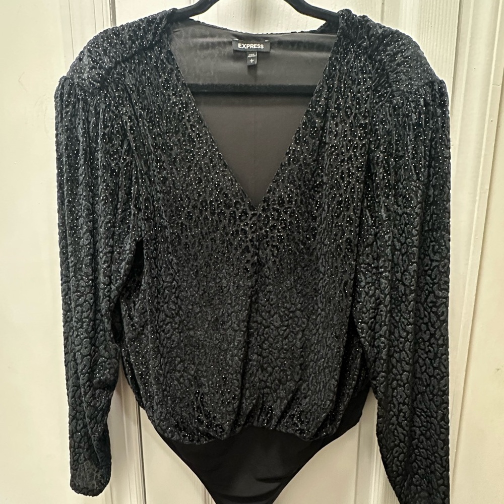 Express Black Shimmer Bodysuit